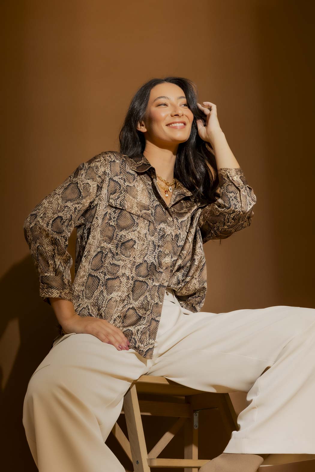 Brown Snake Silky Amber Shirt Brown Snake