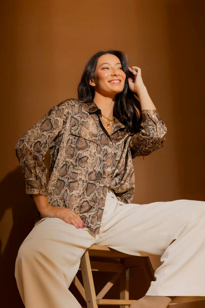 Brown Snake Silky Amber Shirt Brown Snake