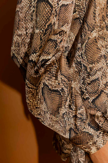 Brown Snake Silky Tuck Sleeve Blogger Shirt Brown Snake
