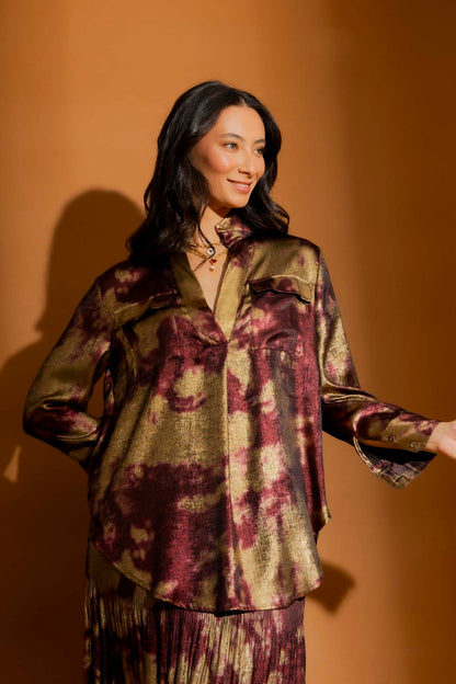 Burgundy/Gold Cargo Blogger Shirt