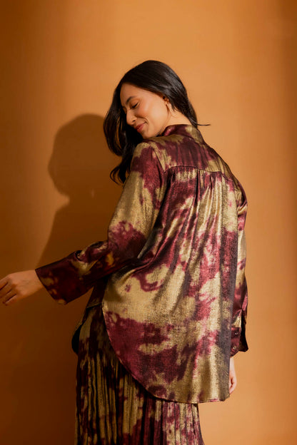 Burgundy/Gold Cargo Blogger Shirt