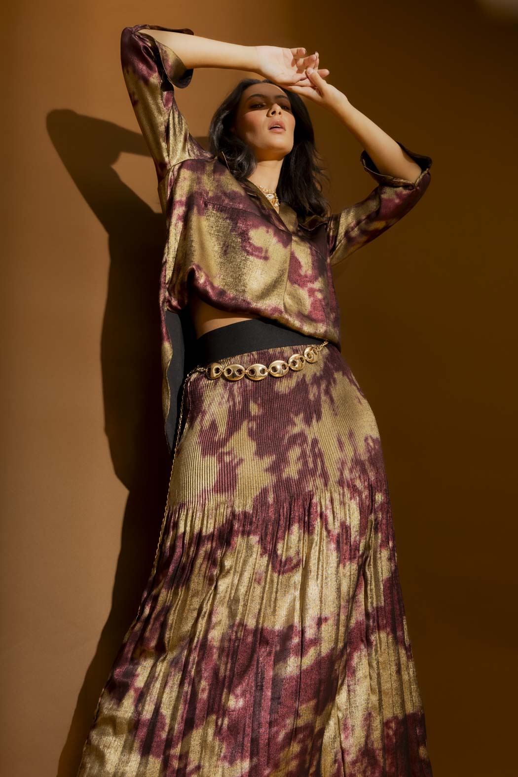 Burgundy/Gold Cargo Blogger Shirt