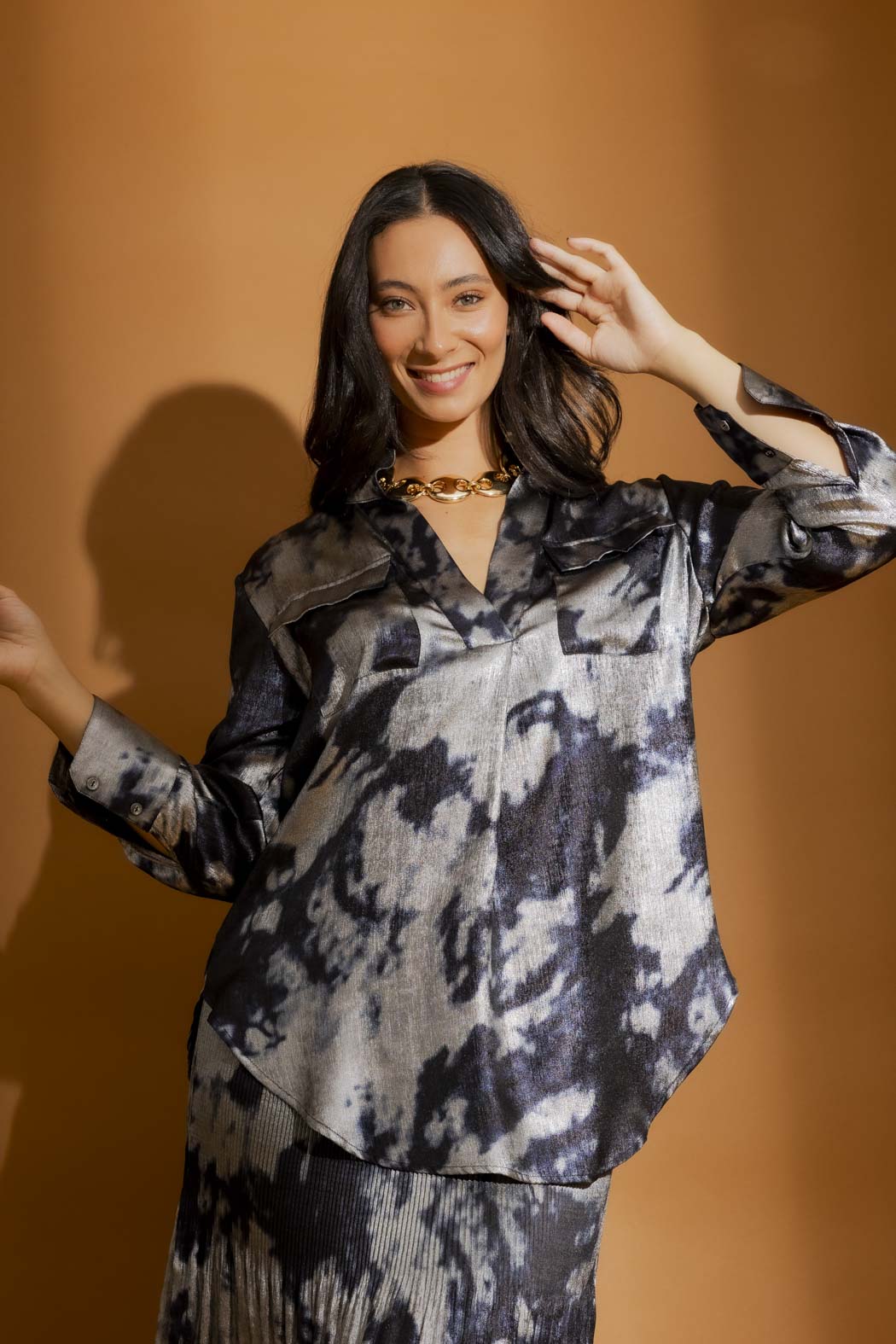 Blue/Silver Cargo Blogger Shirt