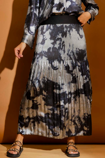 Blue/Silver Pleat Maxi Skirt Blue/Silver S