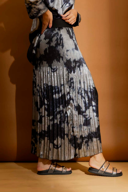 Blue/Silver Pleat Maxi Skirt Blue/Silver S
