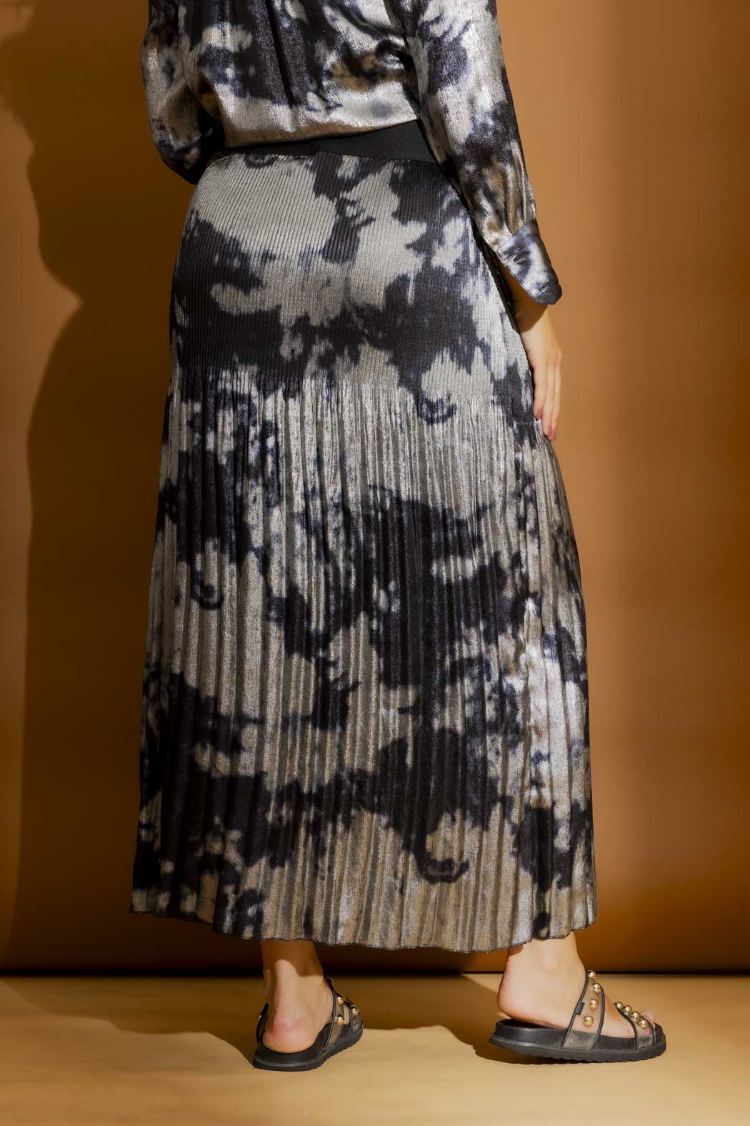 Blue/Silver Pleat Maxi Skirt Blue/Silver S