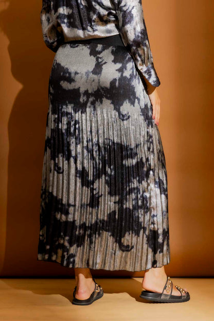 Blue/Silver Pleat Maxi Skirt Blue/Silver S