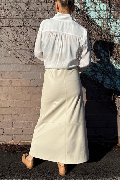 Chalk Croc Faux Leather Skirt