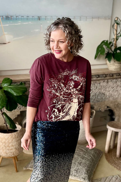 Burgundy Washed Cotton Street T-Shirt
