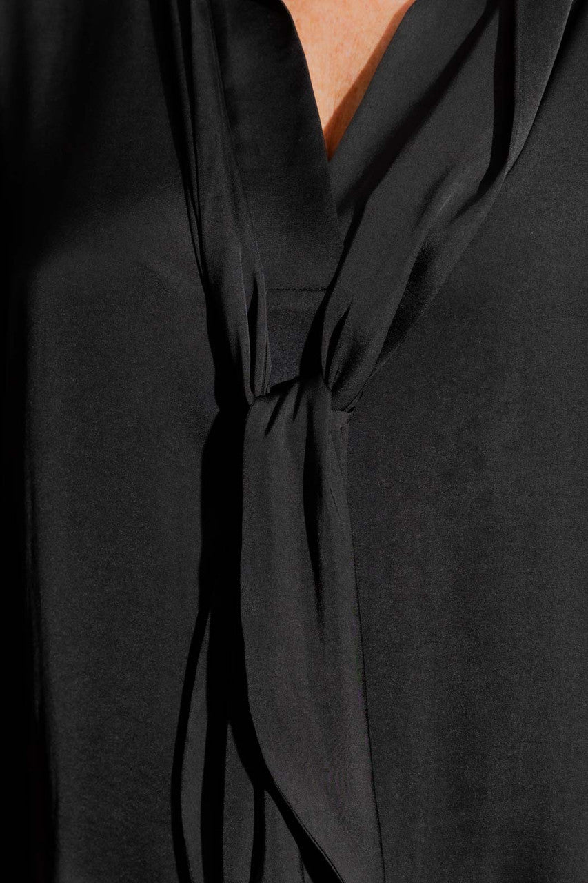 Black Silky Tie Blogger Shirt