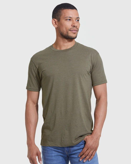 Heather Military Green Classic Crew Neck