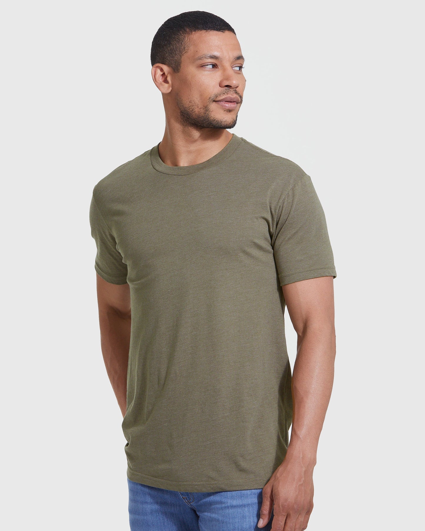 Heather Military Green Classic Crew Neck