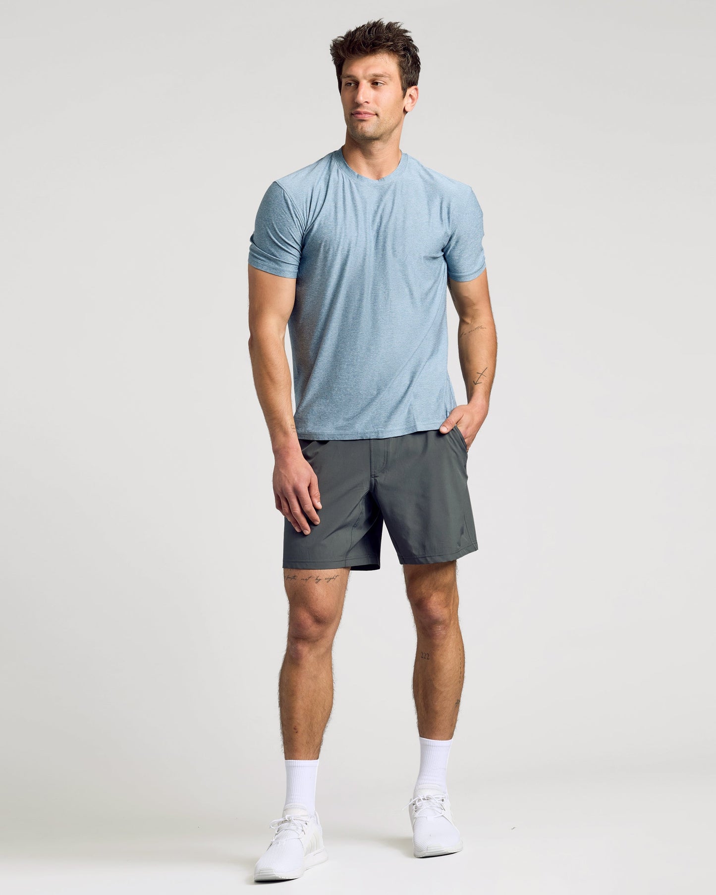Heather Indigo Active Crew Neck Tee