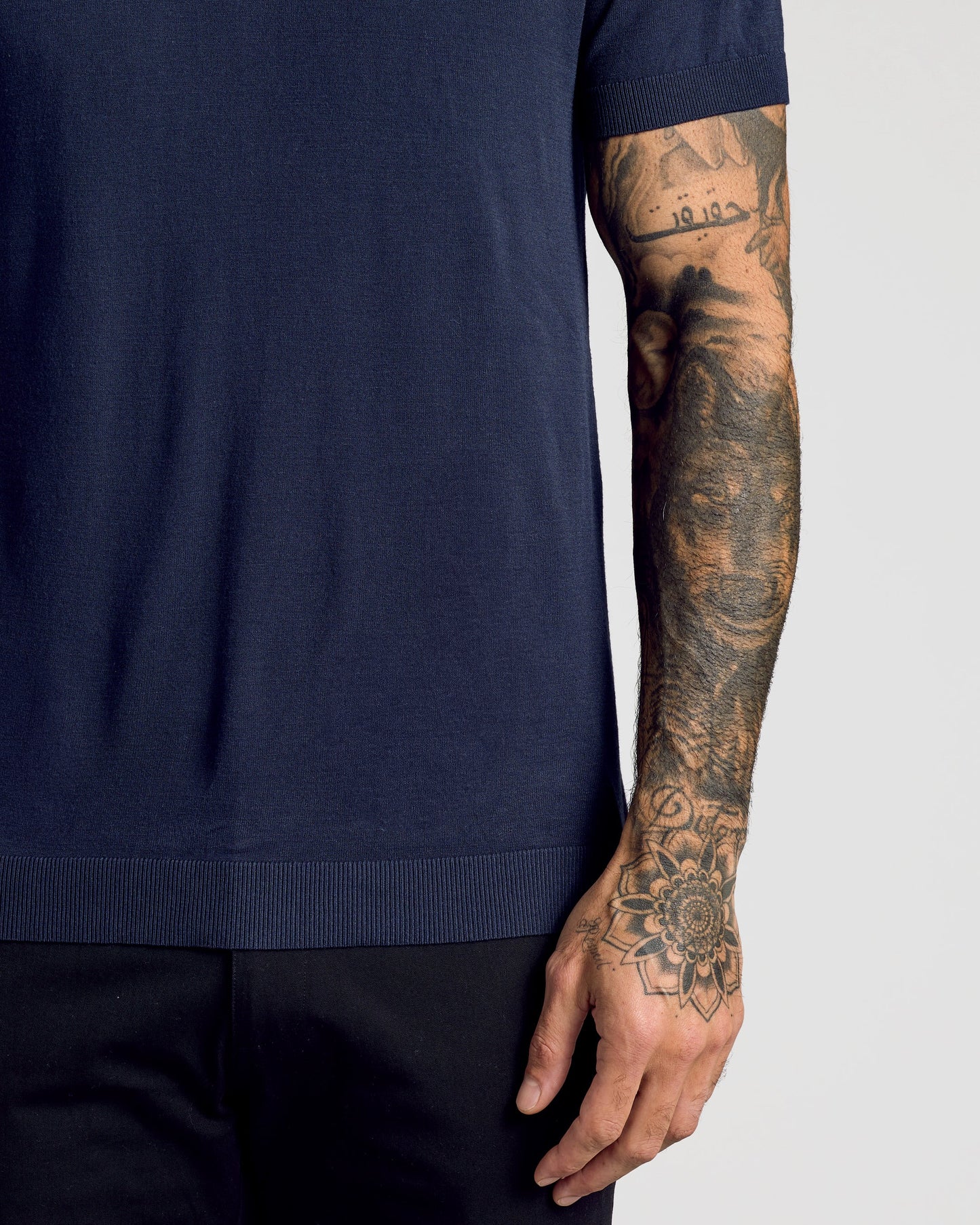 Navy Short Sleeve Sweater Polo