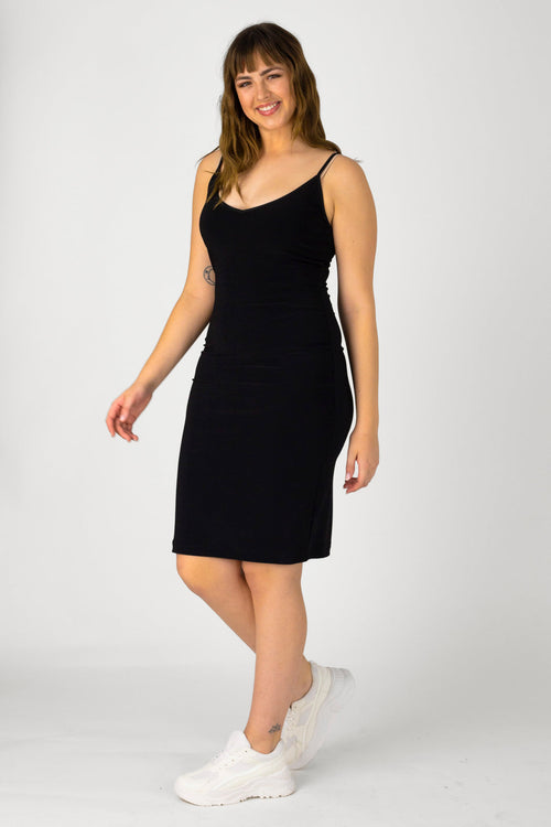 Black Superior Jersey Slip Dress - Final Sale