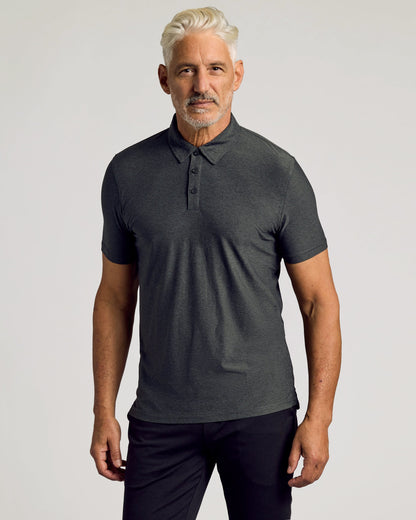 Charcoal Heather Gray Active Polo