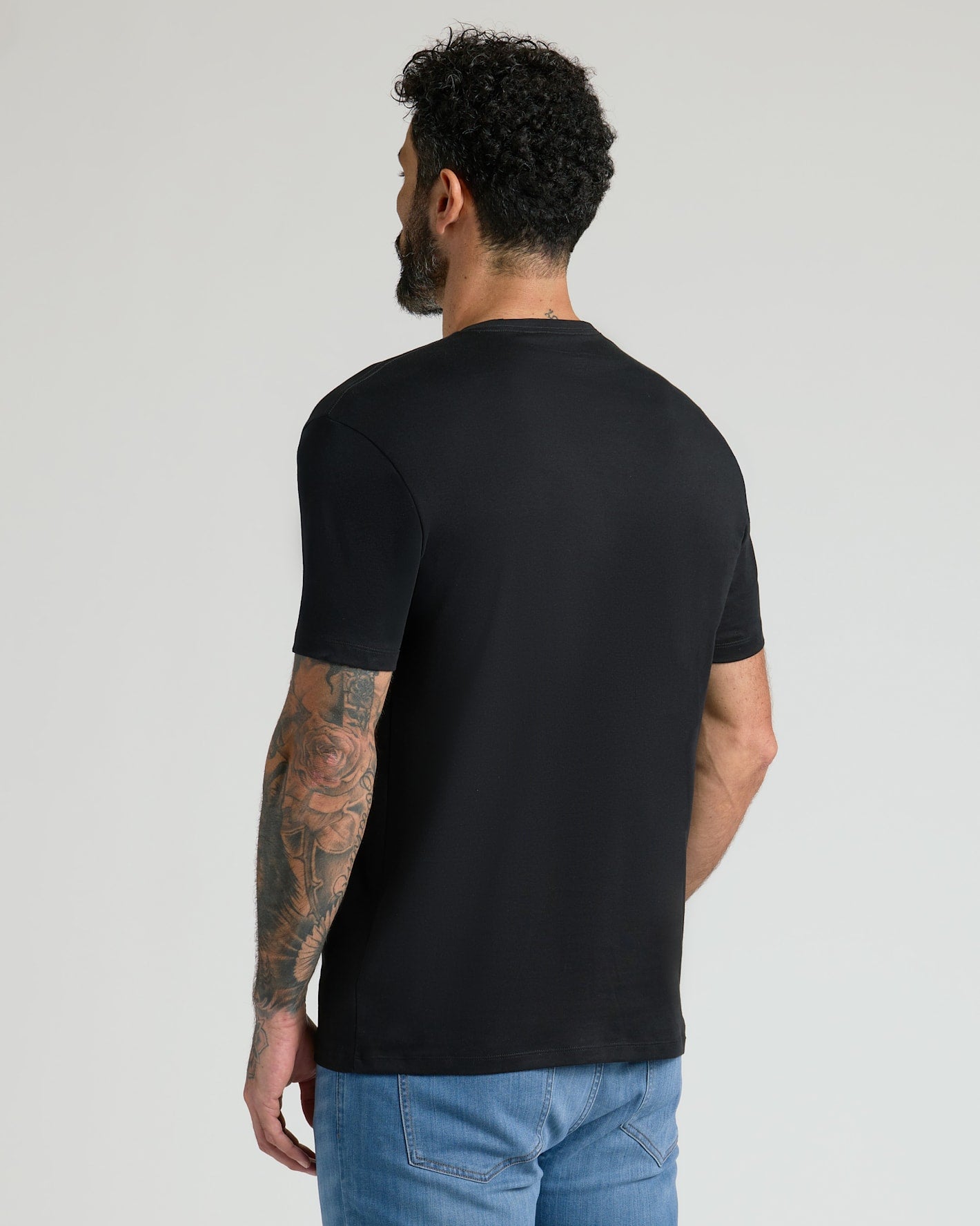 All Black Pima Cotton Blend Crew 4-Pack