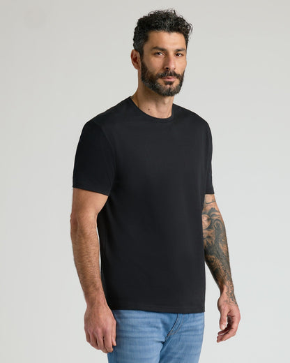 All Black Pima Cotton Blend Crew 7-Pack