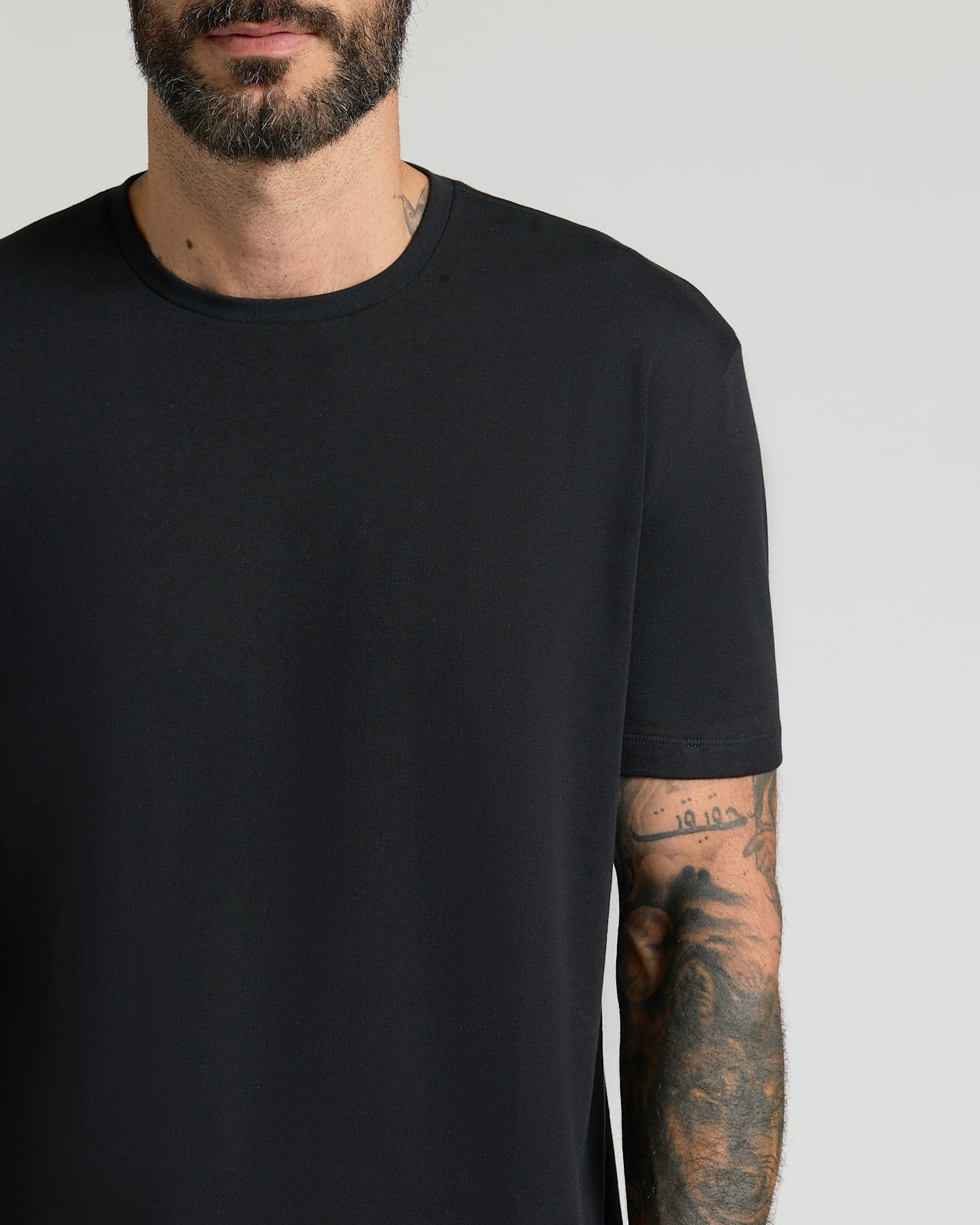 All Black Pima Cotton Blend Crew 4-Pack