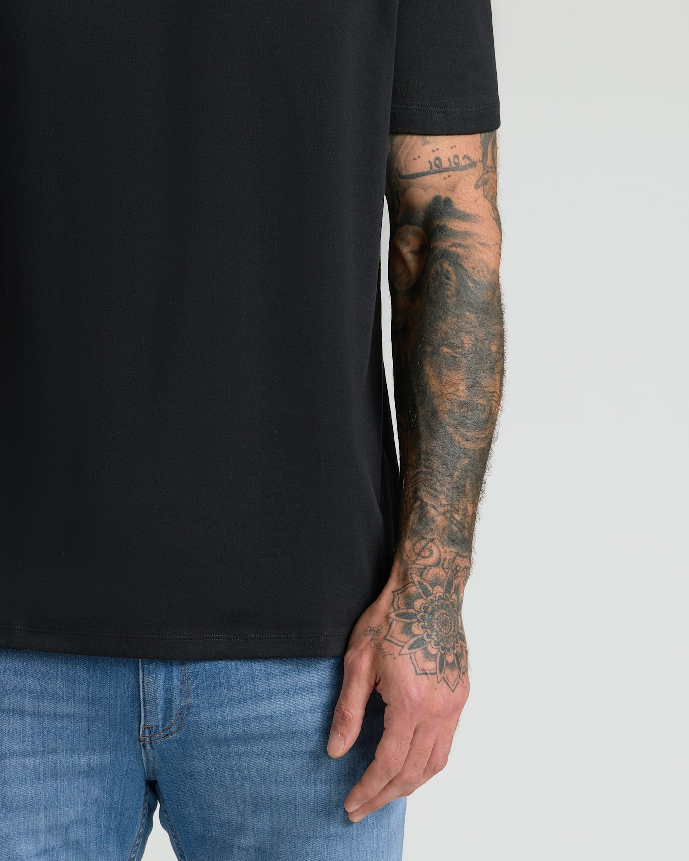 Black Pima Cotton Blend Crew