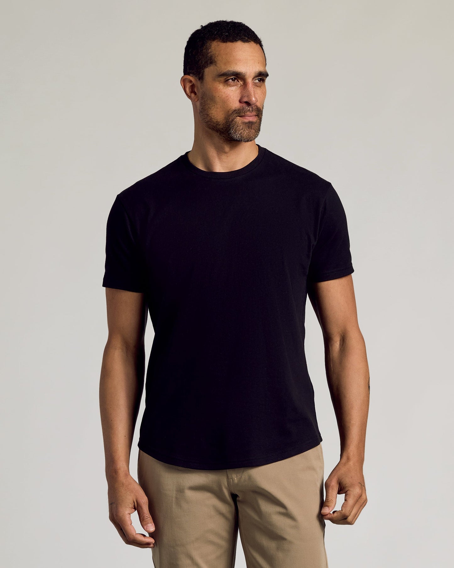 Black Curved Hem Classic Crew Neck 6-Pack