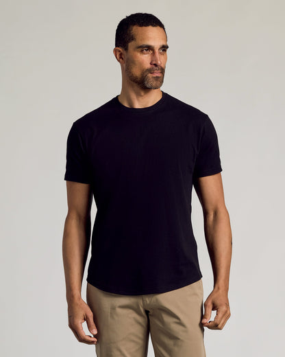 Black Curved Hem Classic Crew Neck 6-Pack