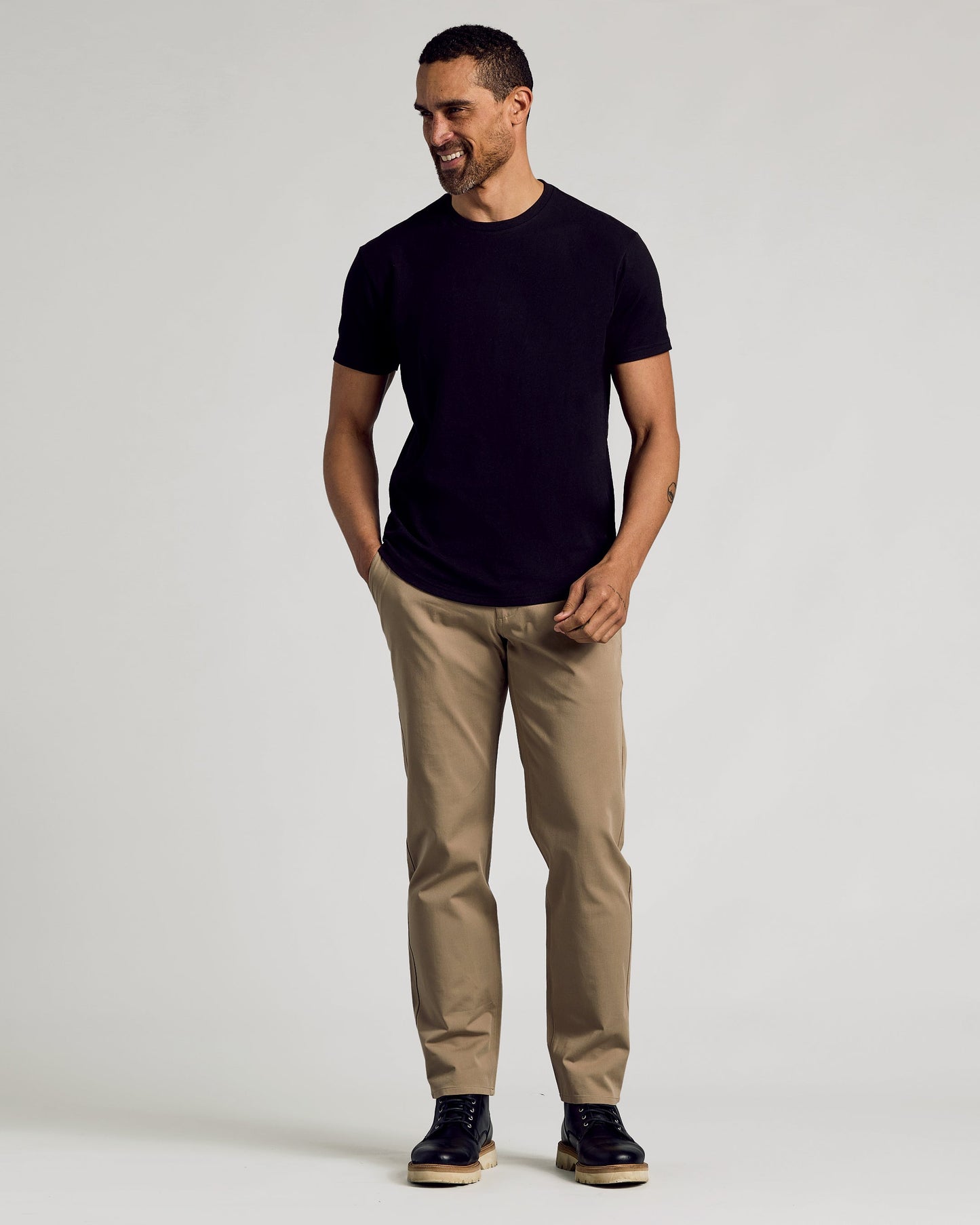 Black Curved Hem Classic Crew Neck 6-Pack