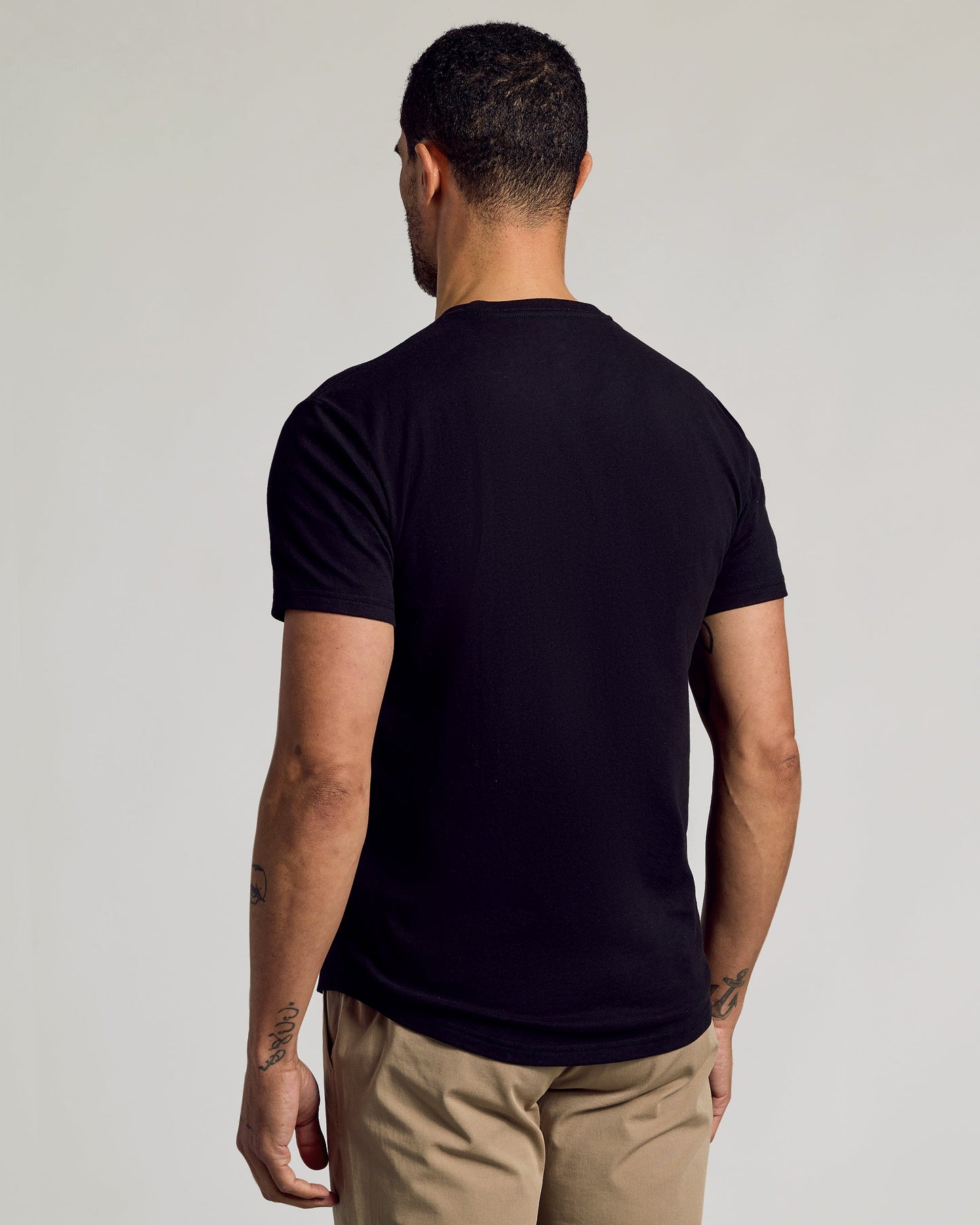 Black Curved Hem Classic Crew Neck 6-Pack