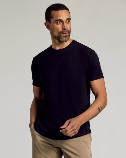Black Curved Hem Classic Crew Neck 6-Pack