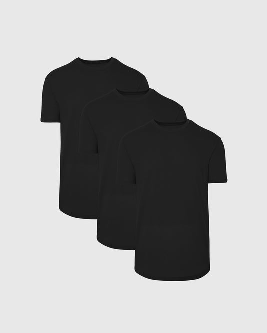 Black Curved Hem Classic Crew Neck 3-Pack