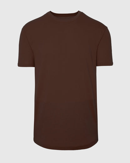 Carob Curved Hem Classic Crew Neck