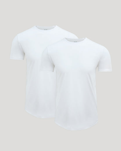 Pima Cotton Blend Curved Hem Crew 2-Pack