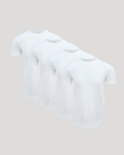 Pima Cotton Blend Curved Hem Crew 4-Pack