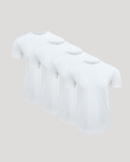 Pima Cotton Blend Curved Hem Crew 4-Pack