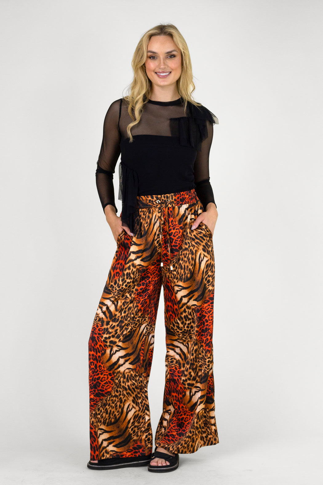 Black Mesh Ruffle Top - Final Sale