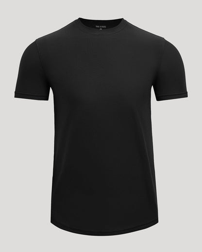 Black Active Curved Hem Crew