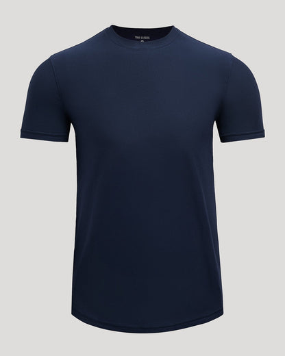 Navy Active Curved Hem Crew