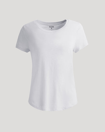 Womens White Slub Scoop Neck Tee