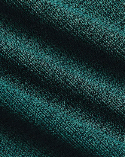 Womens Deep Emerald Ribbed 3/4 Sleeve Scoop Neck Tee
