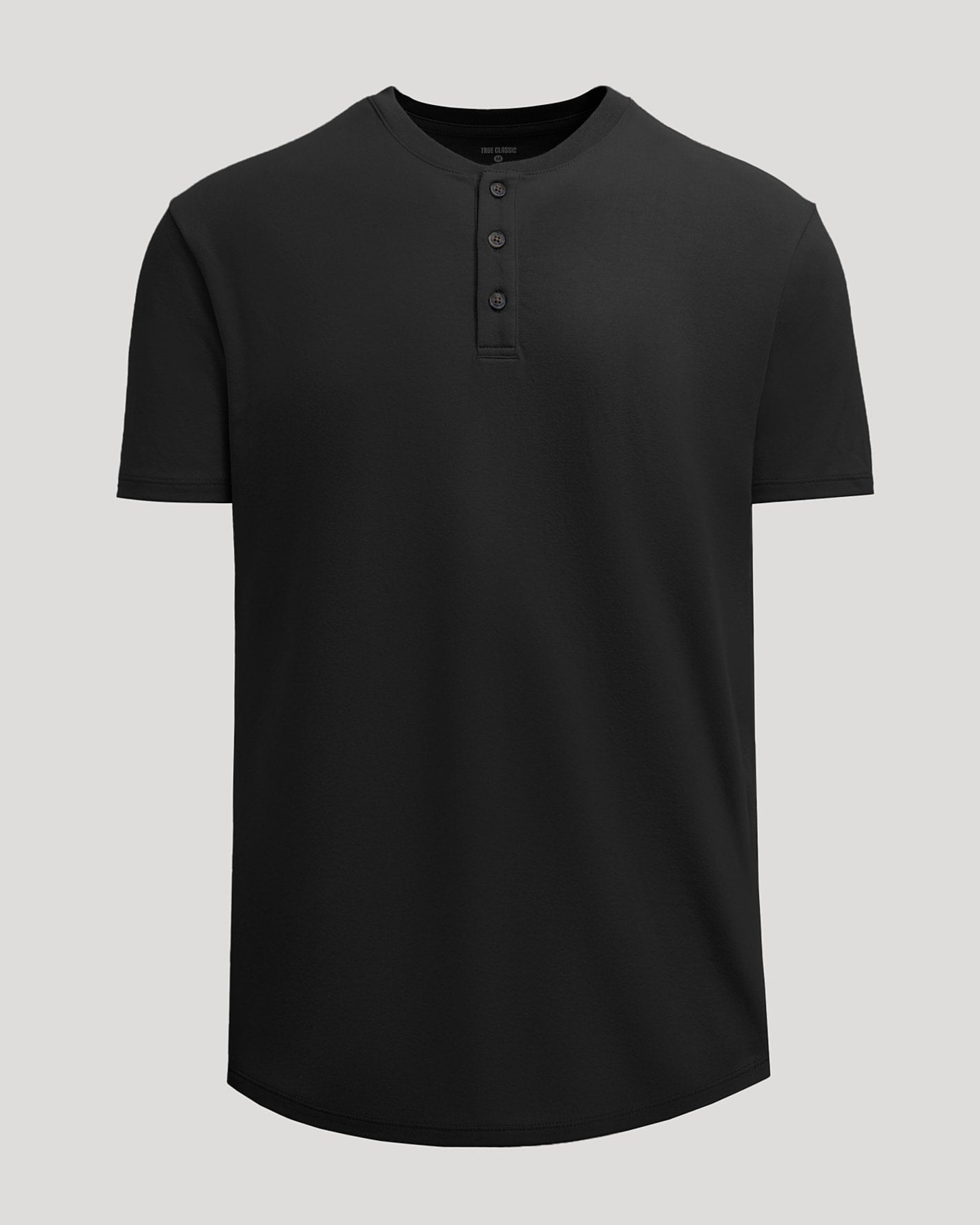 Black Heavyweight Curved Hem Henley