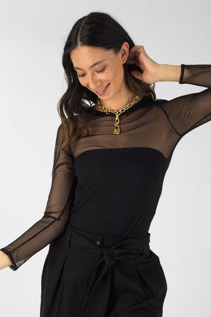 Black Mesh Basic Top - Final Sale
