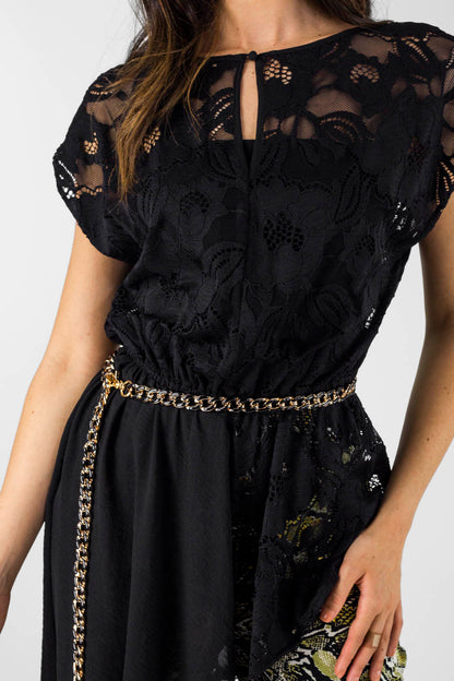 Black Whimsical Grecian Tunic