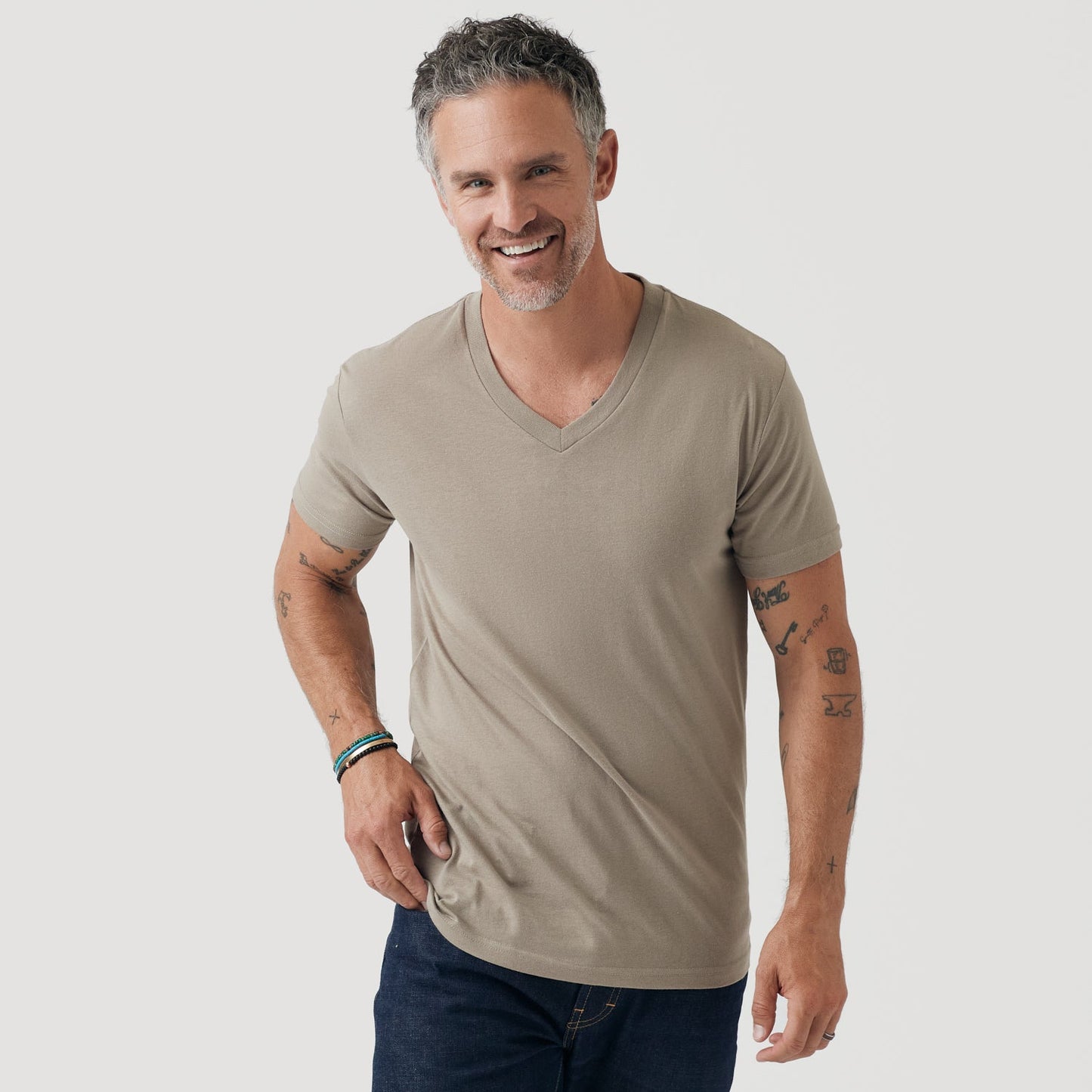 Military Beige Classic V-Neck