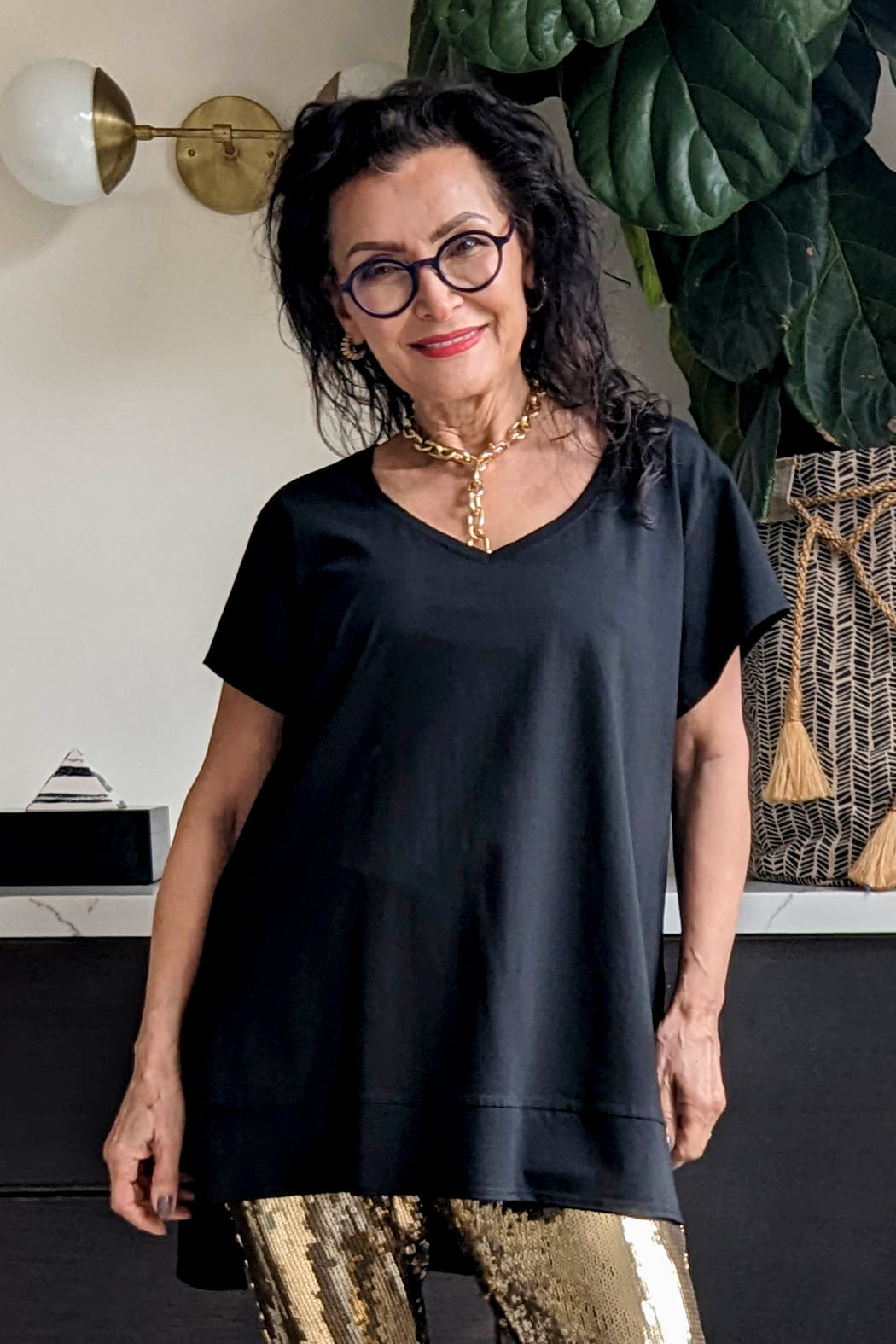 Black V-neck T-shirt - Final Sale