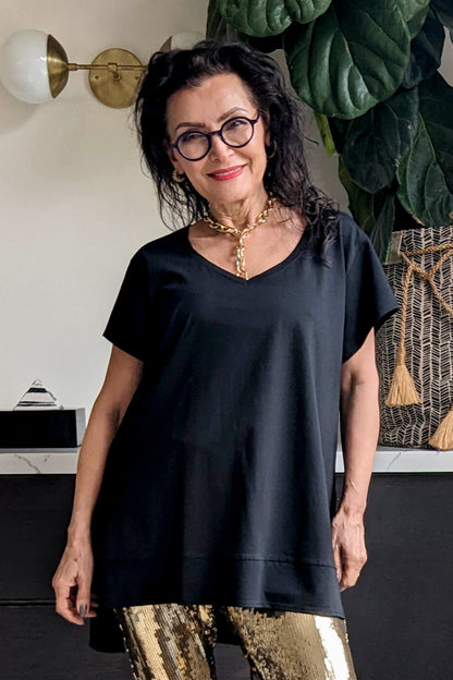 Black V-neck T-shirt - Final Sale