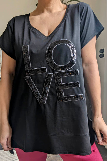Black Love V-neck T-shirt - Final Sale