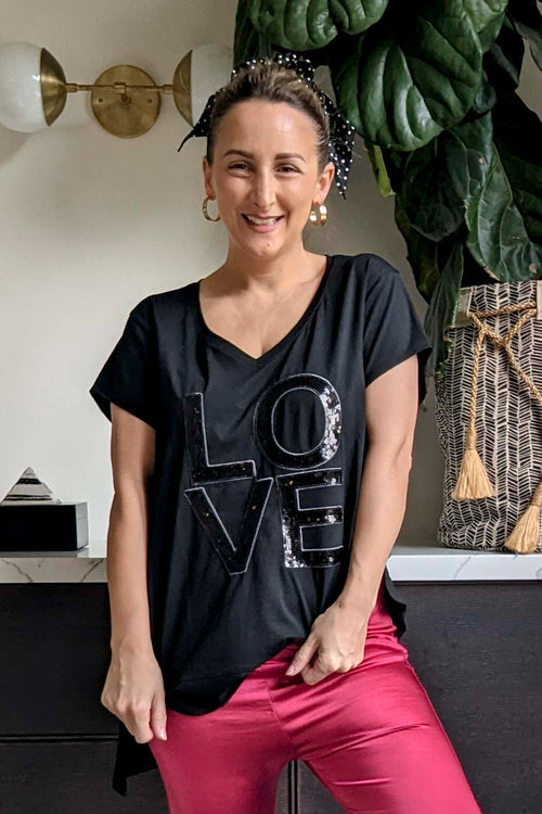 Black Love V-neck T-shirt - Final Sale