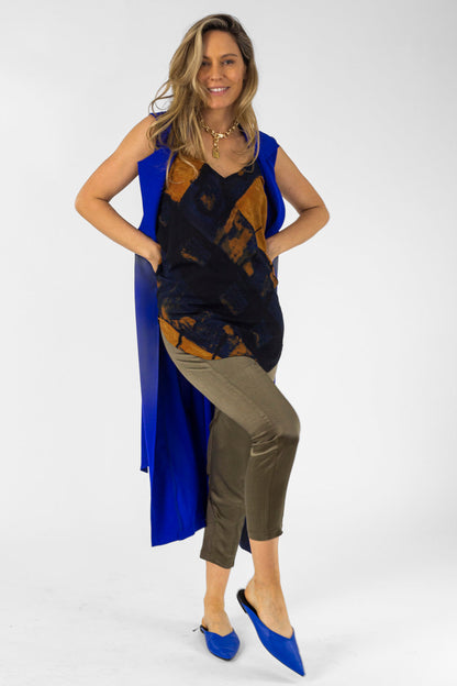 Blue Tan Chiffon Effortless Cami - Final Sale