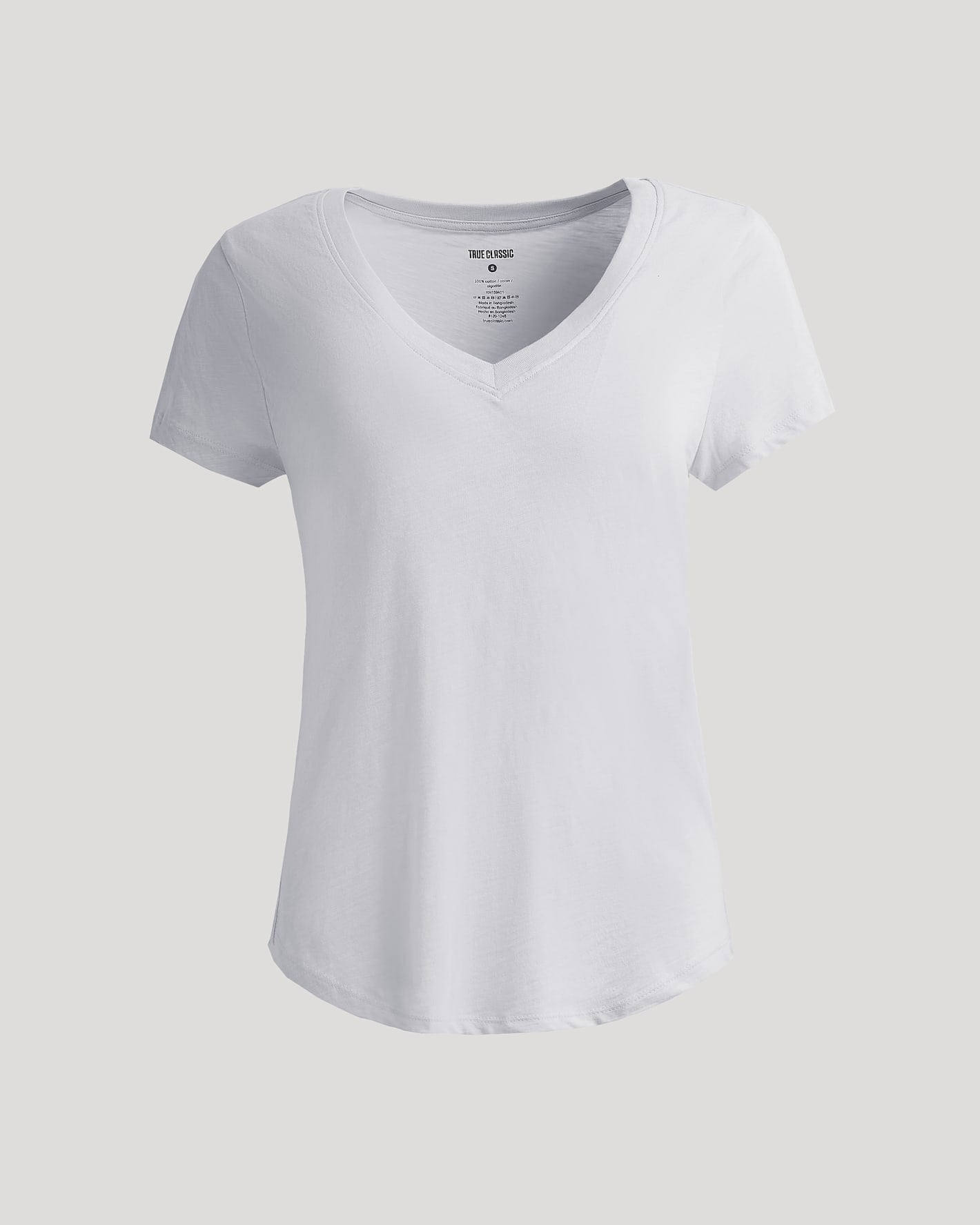 Womens White Relaxed Slub V-Neck Tee