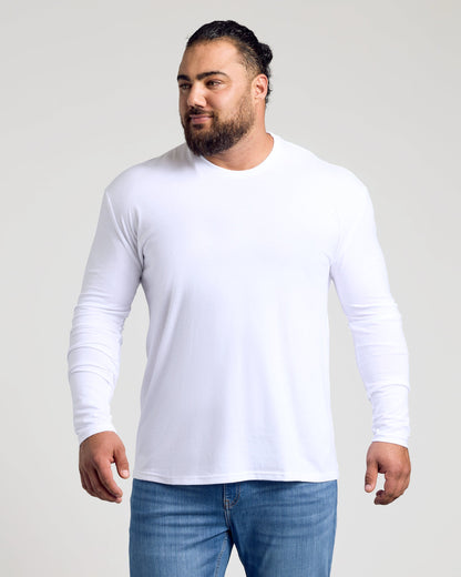 White Classic Long Sleeve Crew Neck
